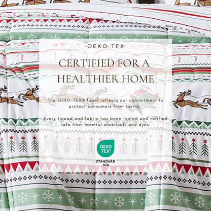 Reversible Christmas Comforter & Sham Set by Great Bay Home Odette Collection red-green motif on Tampa Home & Garden Store