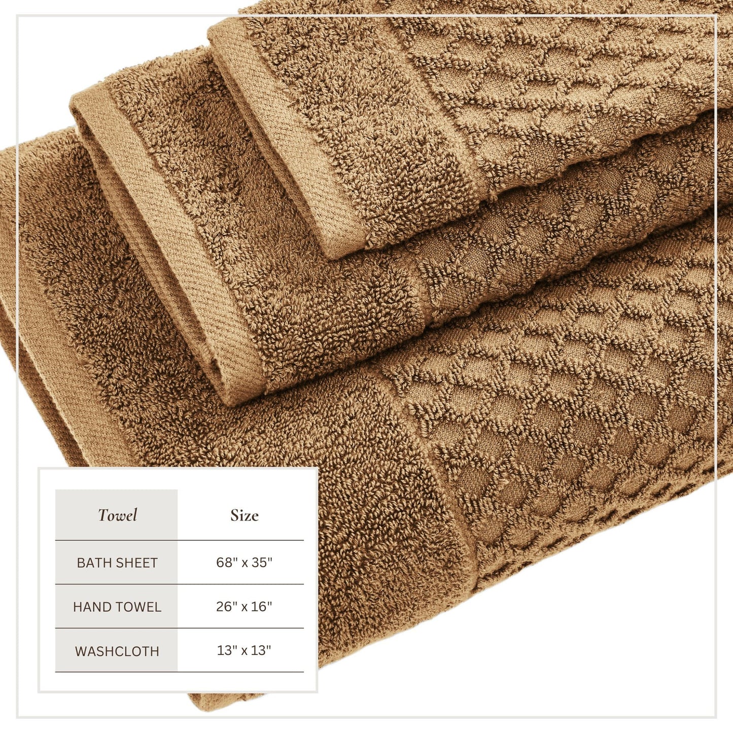 Cotton Diamond Waffle Weave Bath Towel Set