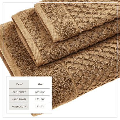 Cotton Diamond Waffle Weave Bath Towel Set