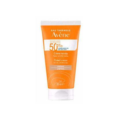 Avène tinted cream sunscreen SPF50+ tube, orange 50 ml for dry skin on Tampa Home & Garden Store