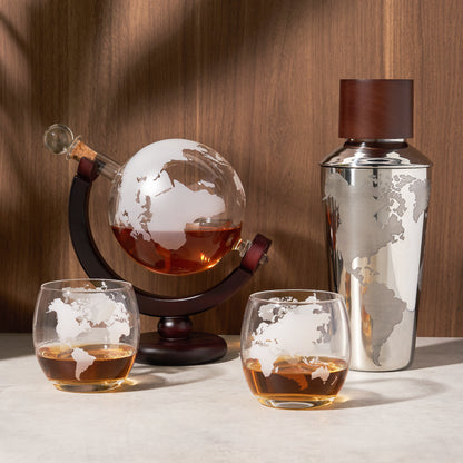 Globe and Compass Cocktail Shaker for a Traveler