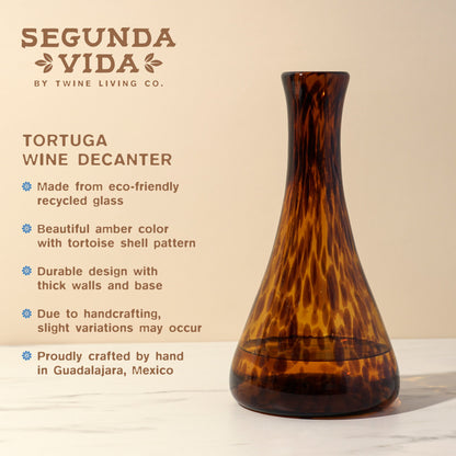 Hand Blown Recycled Glass Amber Wine Decanter