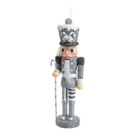 5 Inch Hollywood Nutcracker Ornament - Silver with Cane - Tampa Home & Garden Store