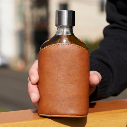 Parker Genuine Leather and Glass Spirits Flask