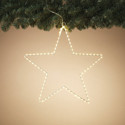 Estrella de metal iluminada - 15 pulgadas - Blanco cálido