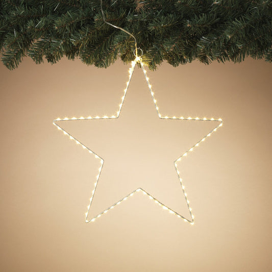 Étoile lumineuse en métal - 38 cm - Blanc chaud