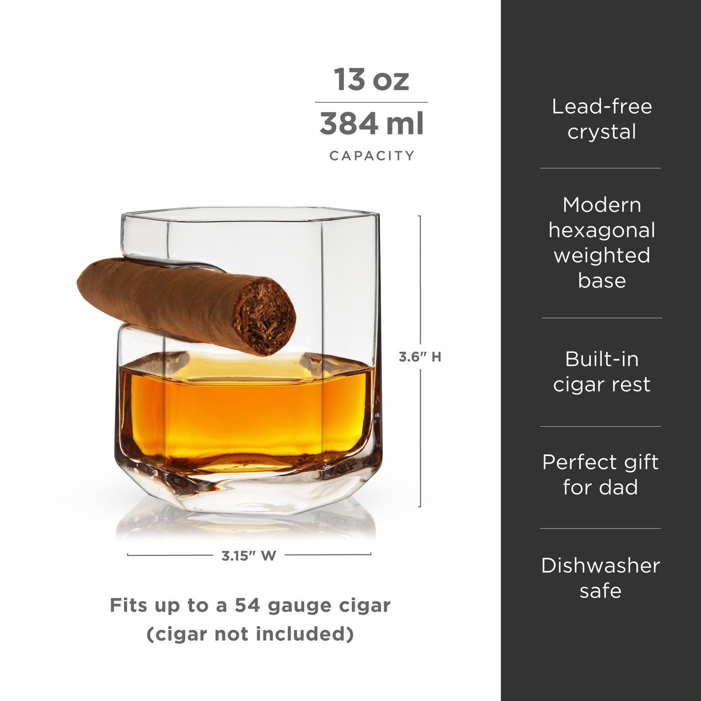 Viski Crystal Cigar and Rocks Tumbler Glass