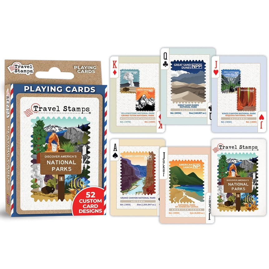 National Parks Travel Stamps Playing Cards deck by The Country Christmas Loft featuring 52 custom card designs on Tampa Home & Garden Store