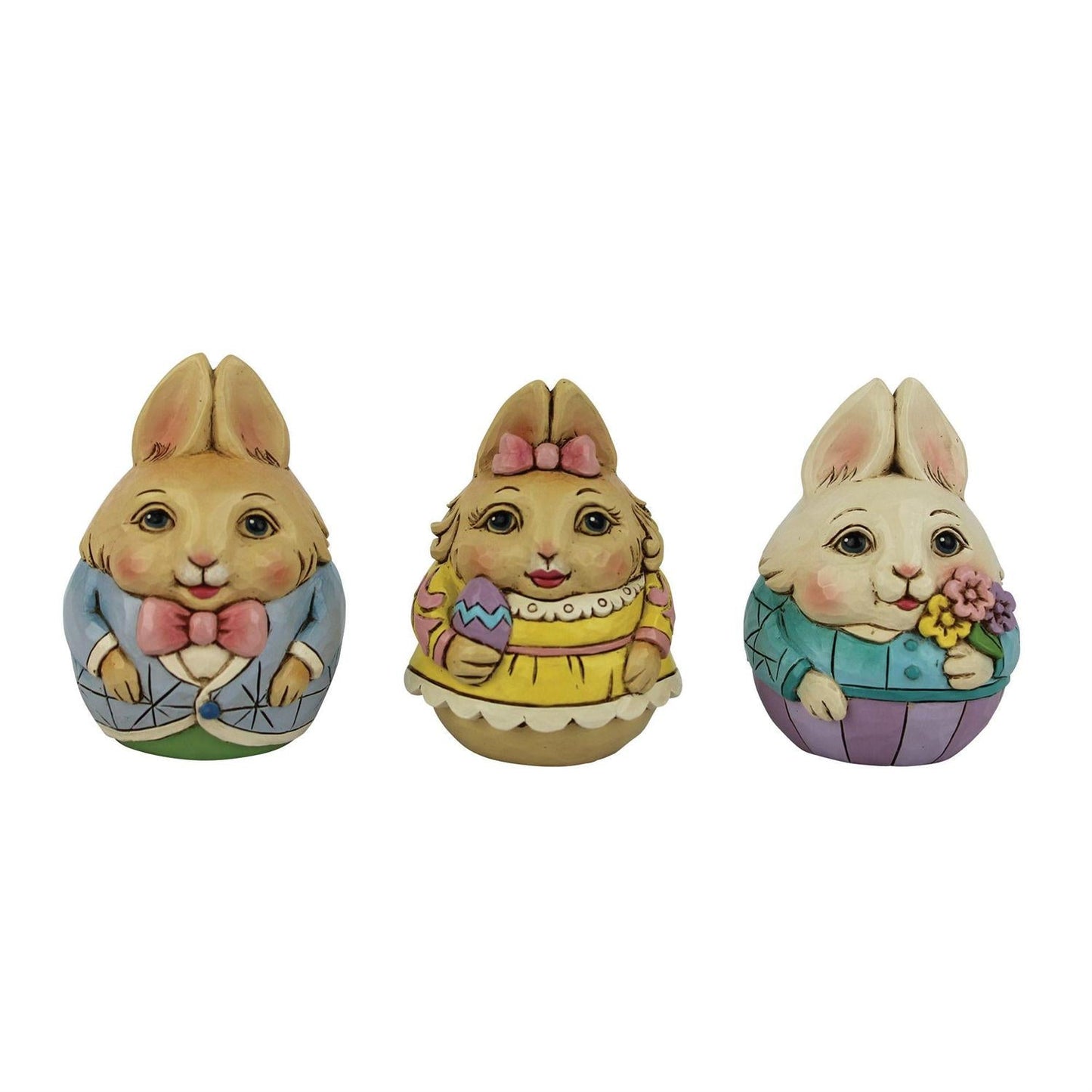 Ensemble de 3 mini œufs de lapin figurines