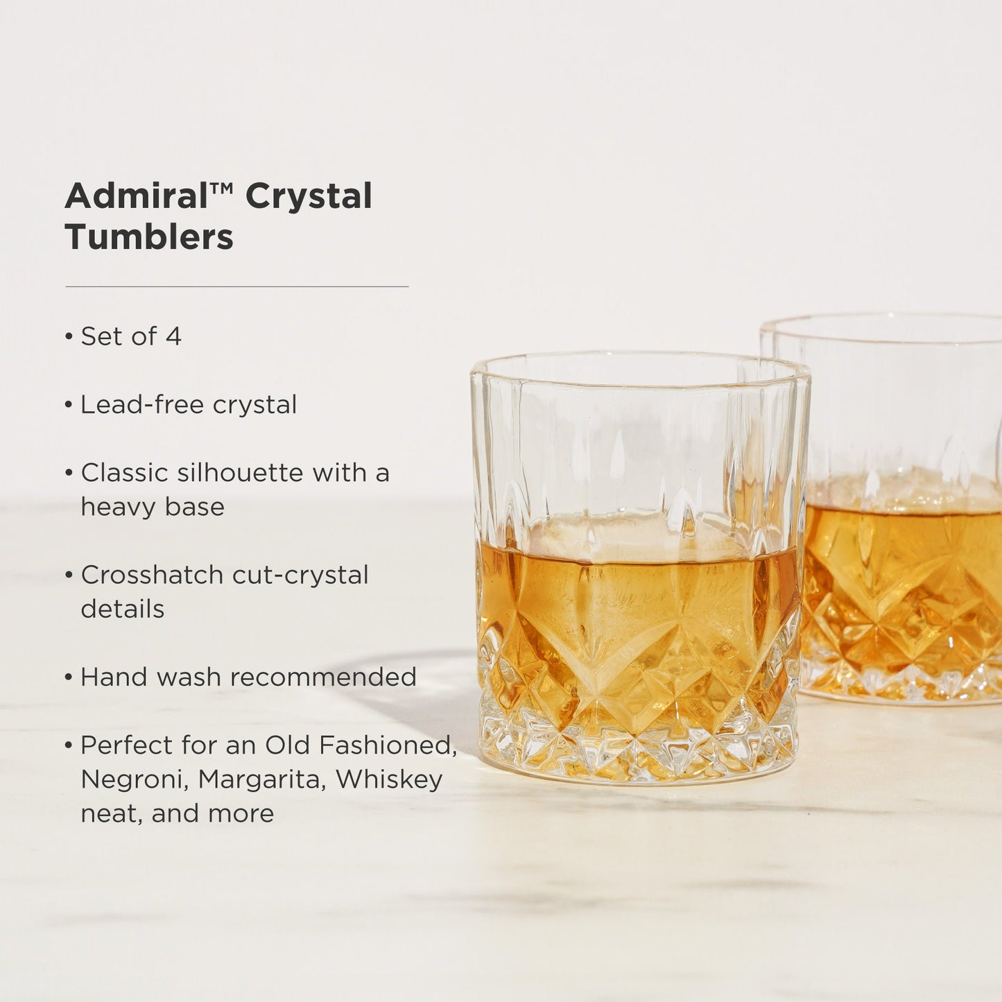 Admiral Crystal Cut Rocks Glasses Set of 4