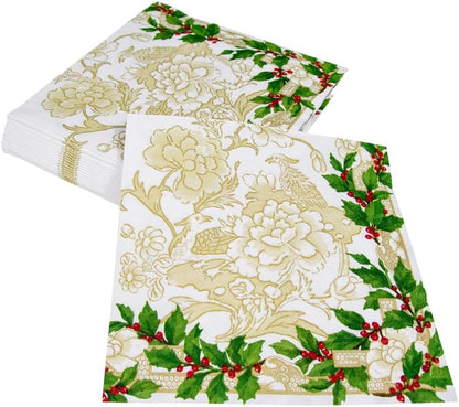 Servilleta de cerámica Holly color marfil y dorado