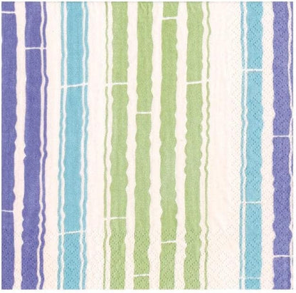 Serviette de cocktail à rayures bambou bleu/vert