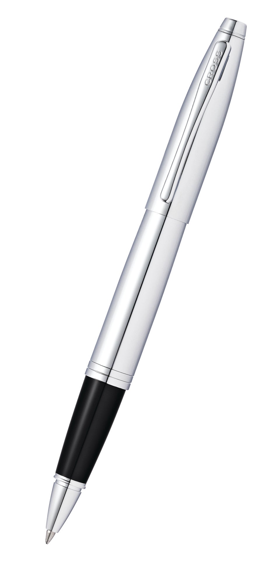 Calais polished chrome rollerball pen by A.T. Cross with black grip and clip on Tampa Home & Garden Store