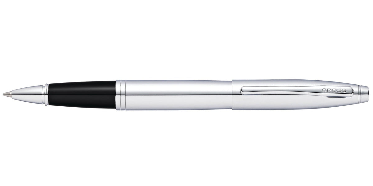 Calais polished chrome rollerball pen by A.T. Cross with black grip and sleek clip on Tampa Home & Garden Store