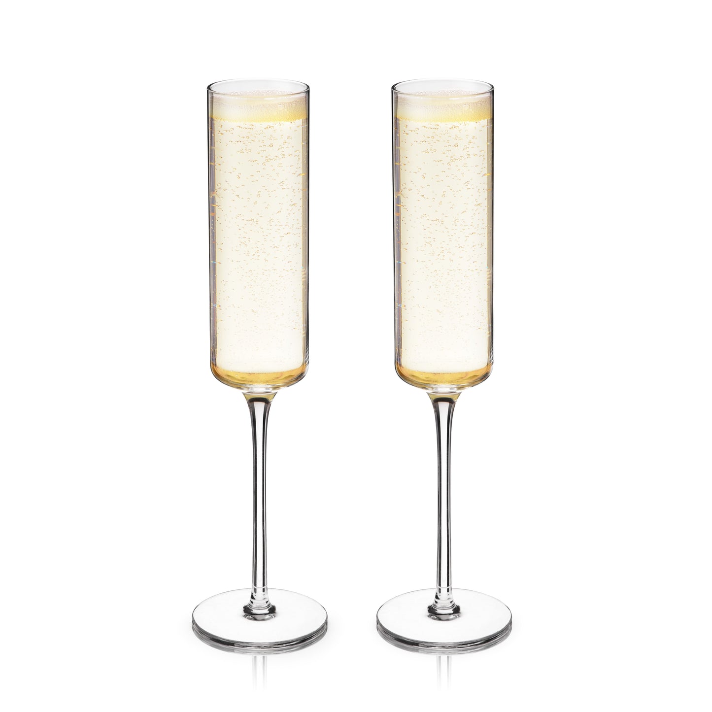 Square Lead Crystal Champagne Flute Set of Two