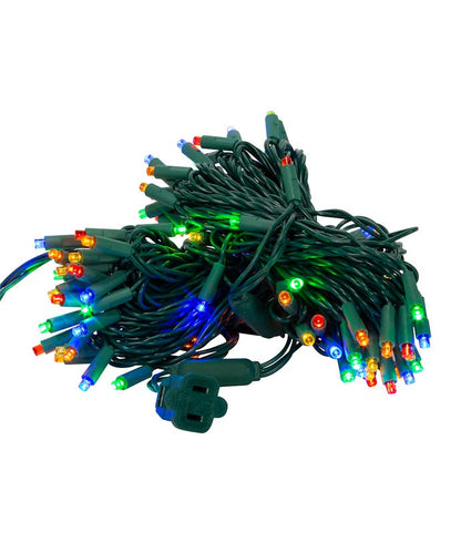 Juego de luces LED multicolor de 100 luces de 5 mm con cable verde