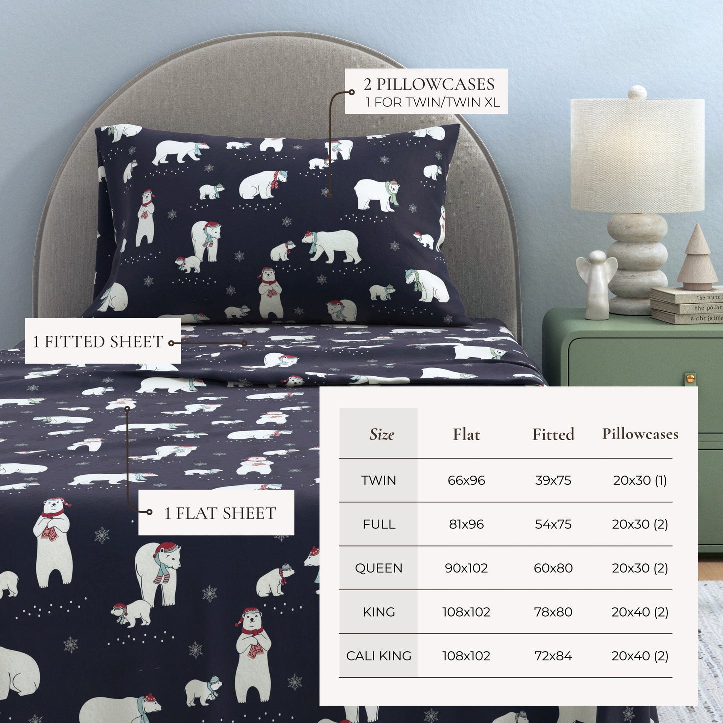 Turkish Cotton And Christmas Flannel Sheet Set