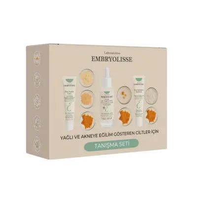 Embryolisse skincare travel set for acne-prone skin; beige box with tubes on Tampa Home & Garden Store