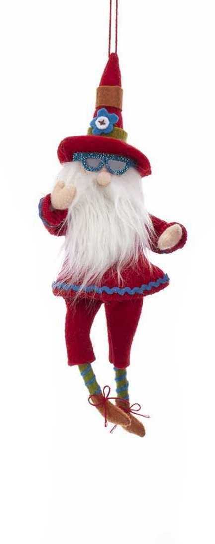 Gnome Wearing Sunglasses Ornament - Red - Tampa Home & Garden Store