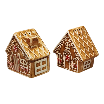 Maison en pain d'épice en céramique - Ensemble sel et poivre