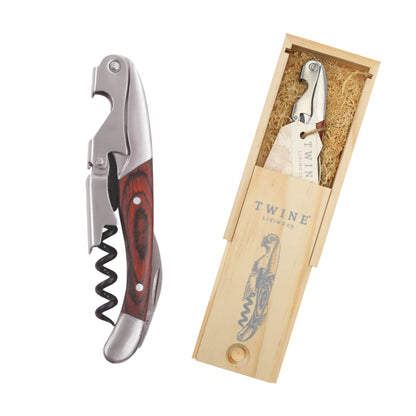 Wooden Handled Double Hinged Corkscrew and a Gift