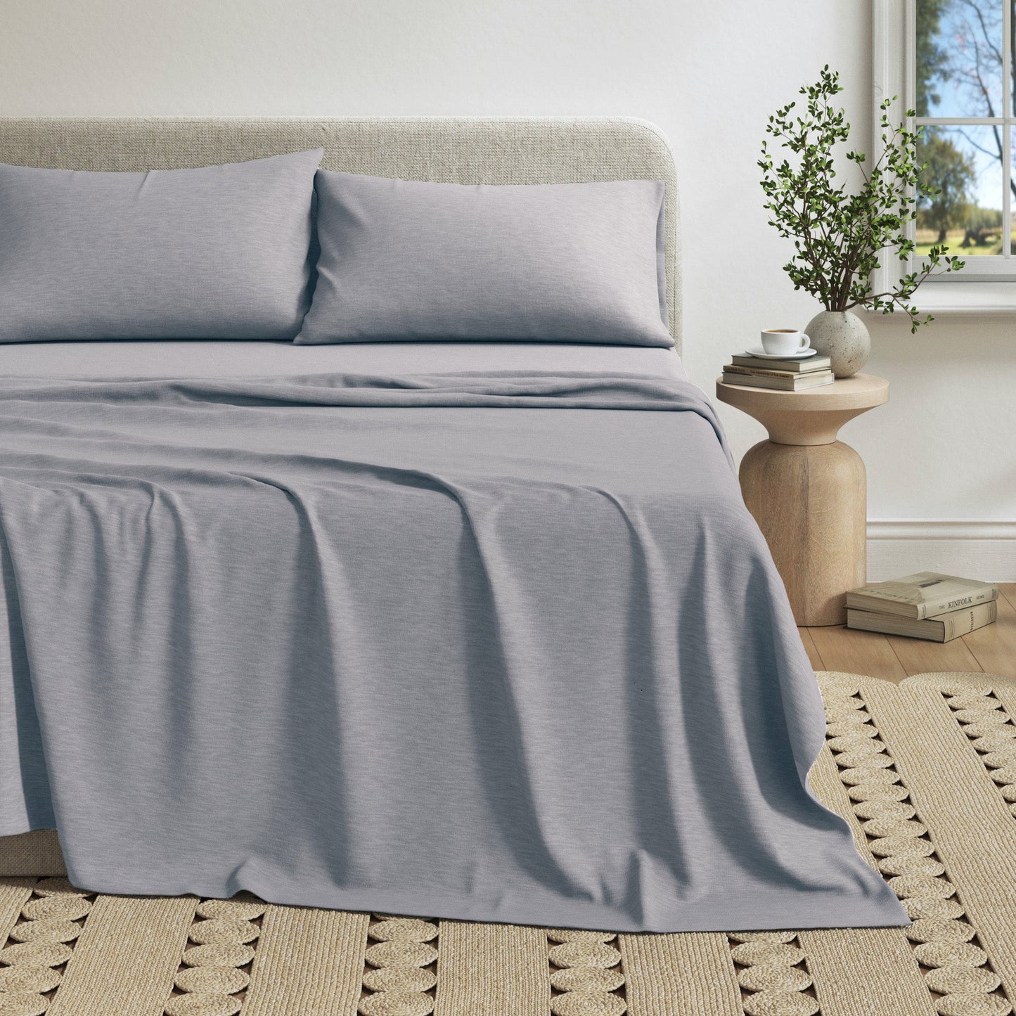 Heathered Jersey and Cotton Blend Bed Sheets