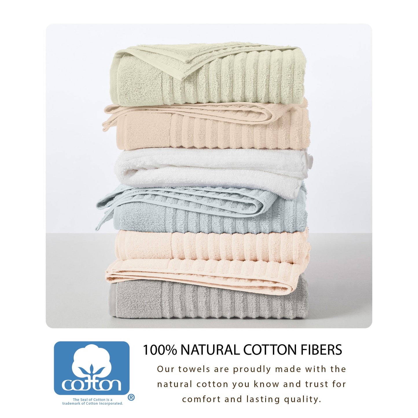 Luxury Combed Cotton and Ribbed Bath Towels