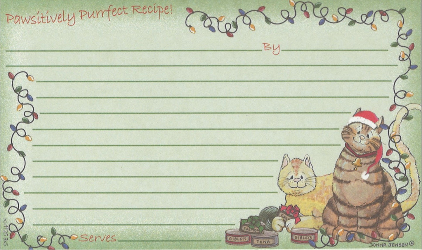 Tarjetas de recetas - 3x5 - Gatos navideños de la abuela