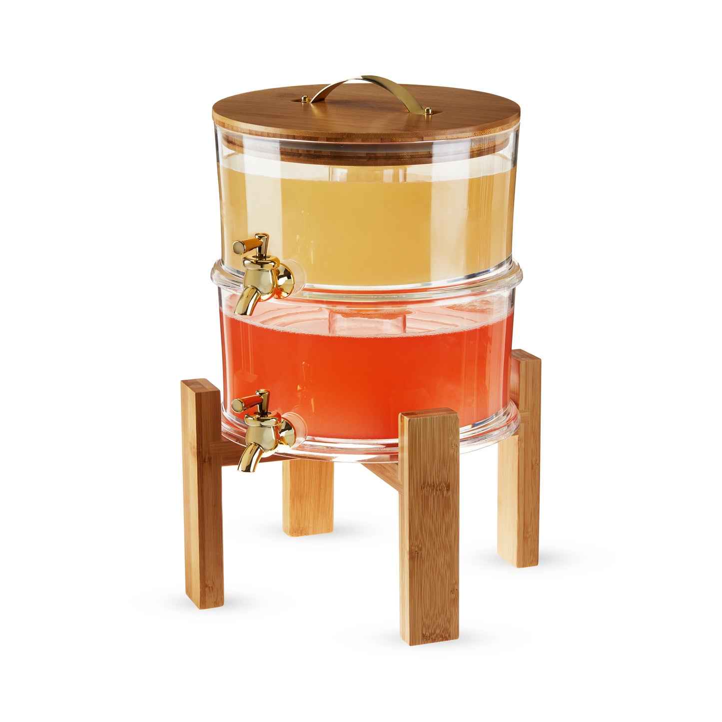 Double Outdoor Drink Dispenser with a Bamboo Lid