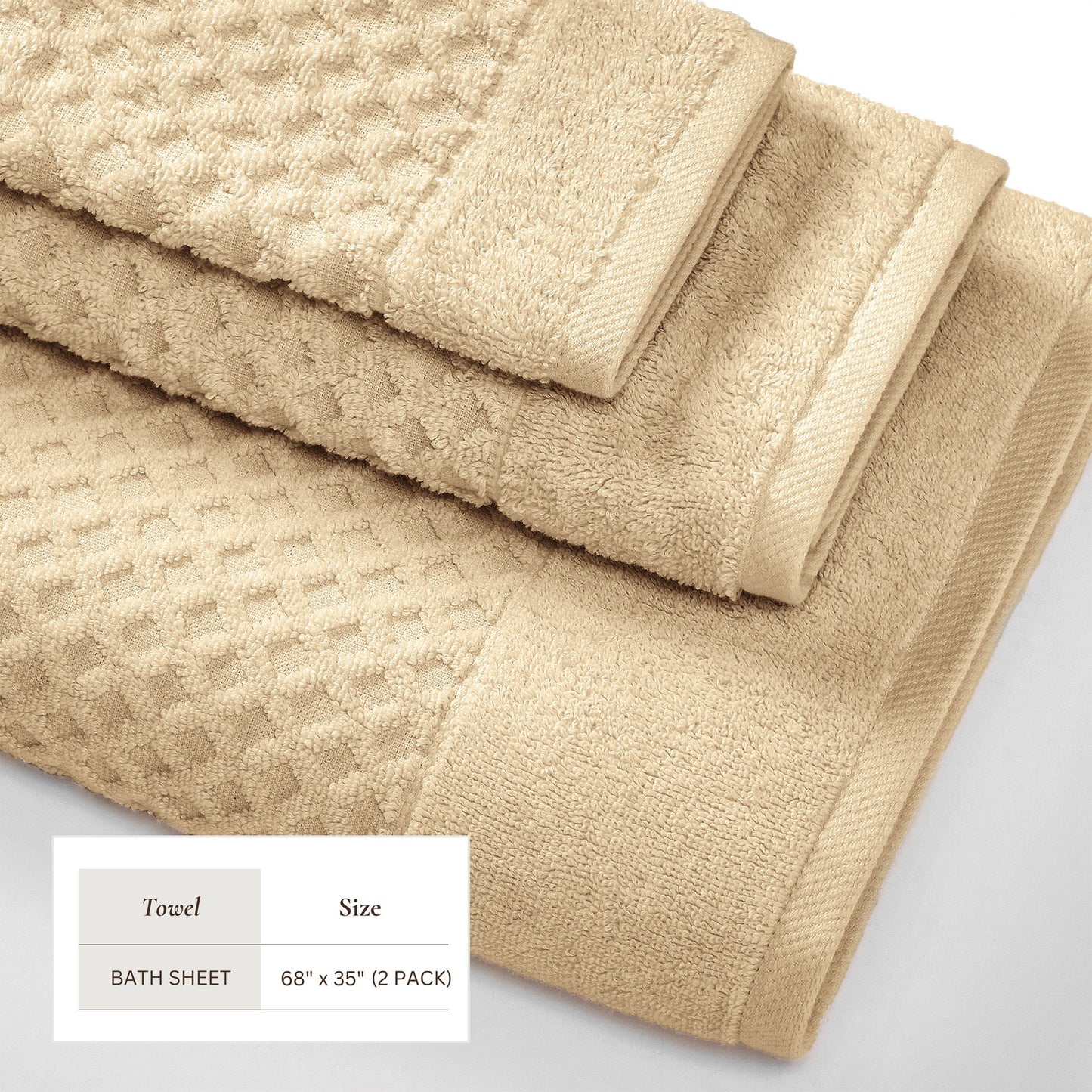 Cotton Diamond Waffle Weave Bath Towel Set