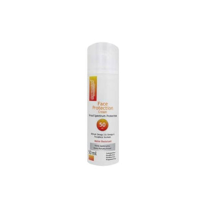 Dermoskin Face Protection SPF50 sunscreen cream bottle, orange label, 50 ml, Beauty Care Bag on Tampa Home & Garden Store