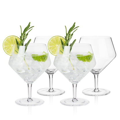 Raye Angled Crystal Gin and Tonic Glass Set of 4