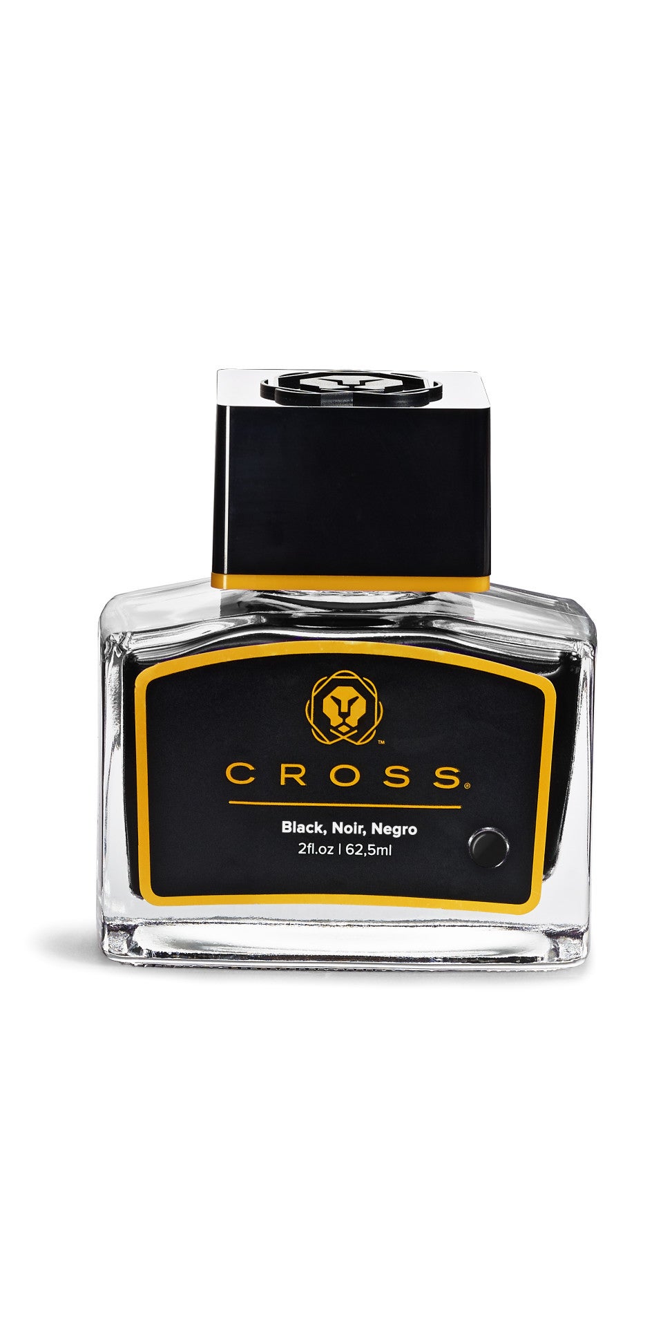Cross Black Fountain Pen Ink bottle, square glass with yellow label on Tampa Home & Garden Store