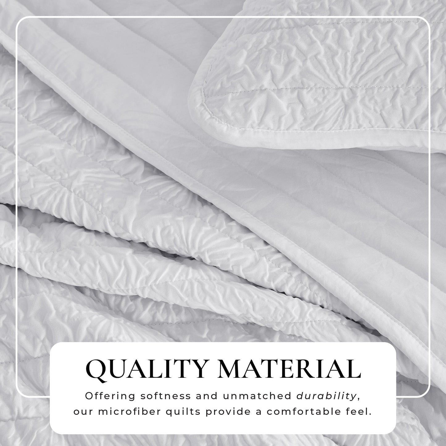 Crisp White Floral Embossed Quilt Set Reversible