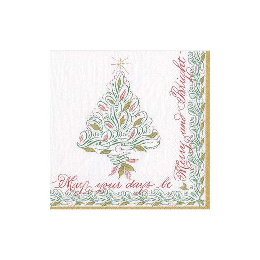 Serviettes de cocktail en papier calligraphié pour Noël