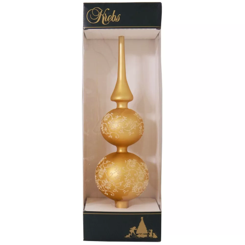 Glass 13 Inch Treetop Finial - Matte Gold with Glitterlace - Tampa Home & Garden Store