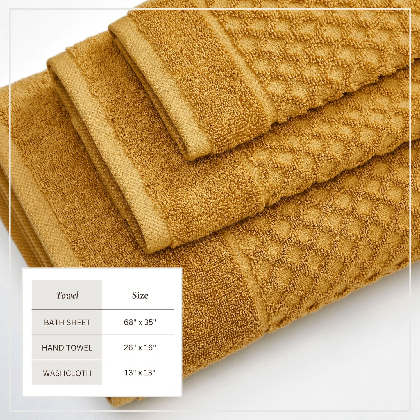 Cotton Diamond Waffle Weave Bath Towel Set
