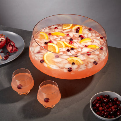 Heavy Base Raye Glass Punch Bowl and Centerpiece