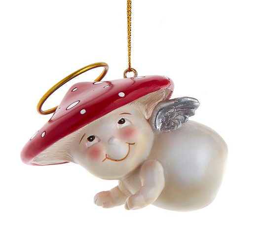 Ornement d'ange petit champignon joyeux - Volant