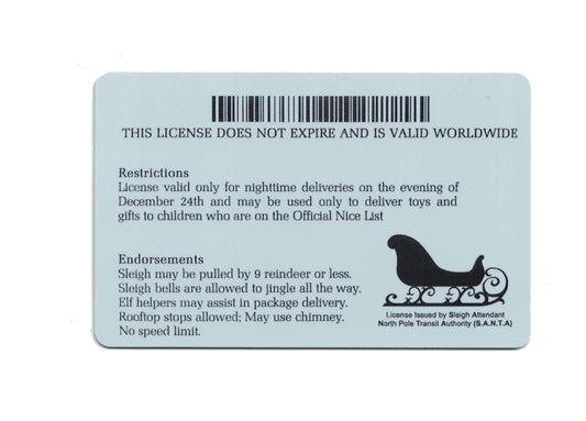 Santa Claus' Driver's License - Tampa Home & Garden Store