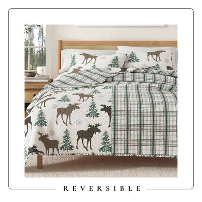 Cozy Wilderness Lodge Quilt and Moose Print