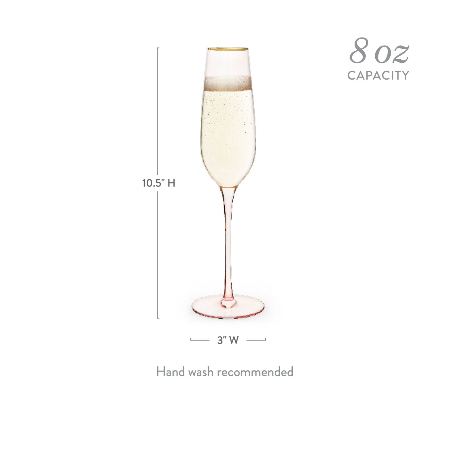 Rose Crystal Champagne Flutes with Gold Rim