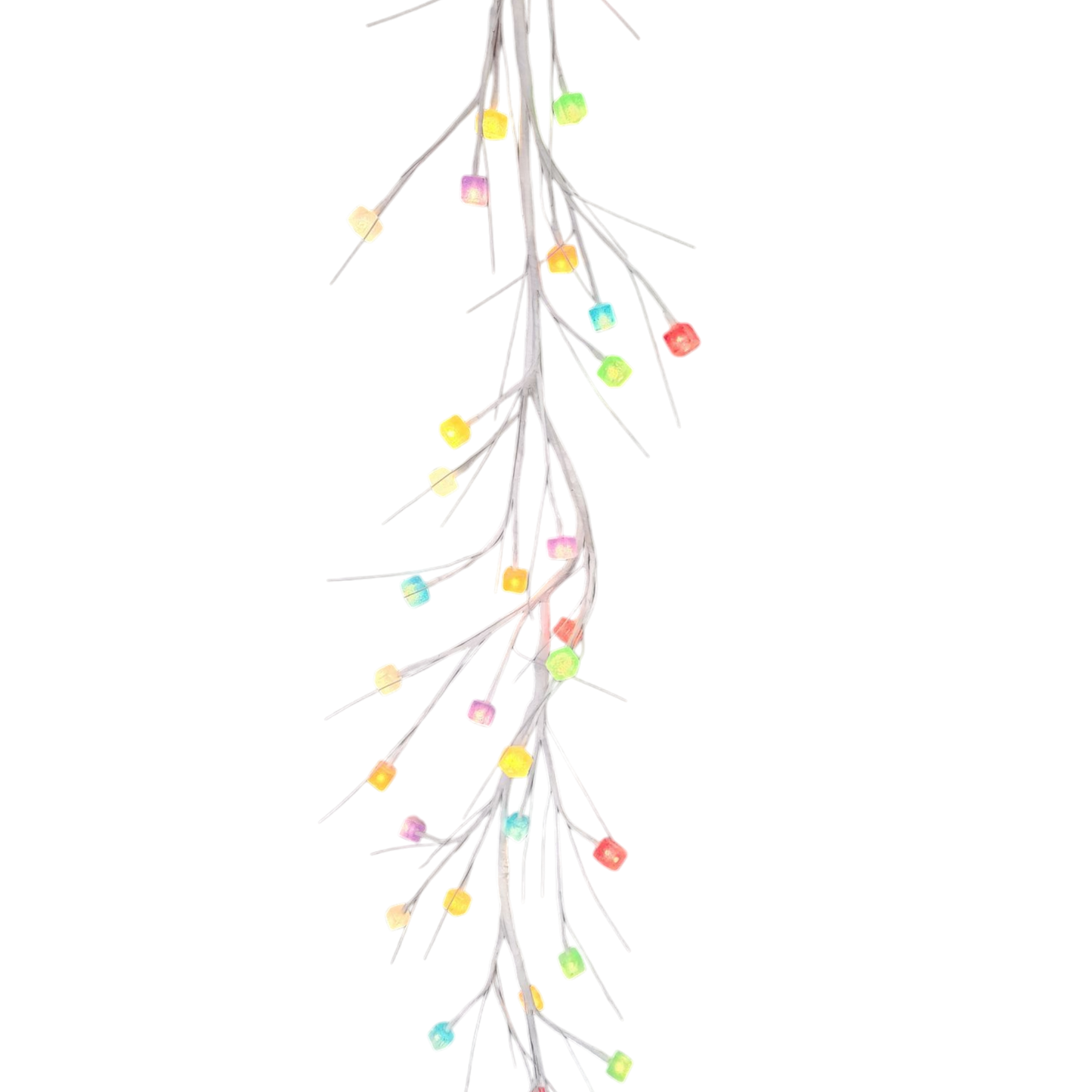 Lighted Holiday Candy Garland pastel cube bulbs on silver cords The Country Christmas Loft on Tampa Home & Garden Store