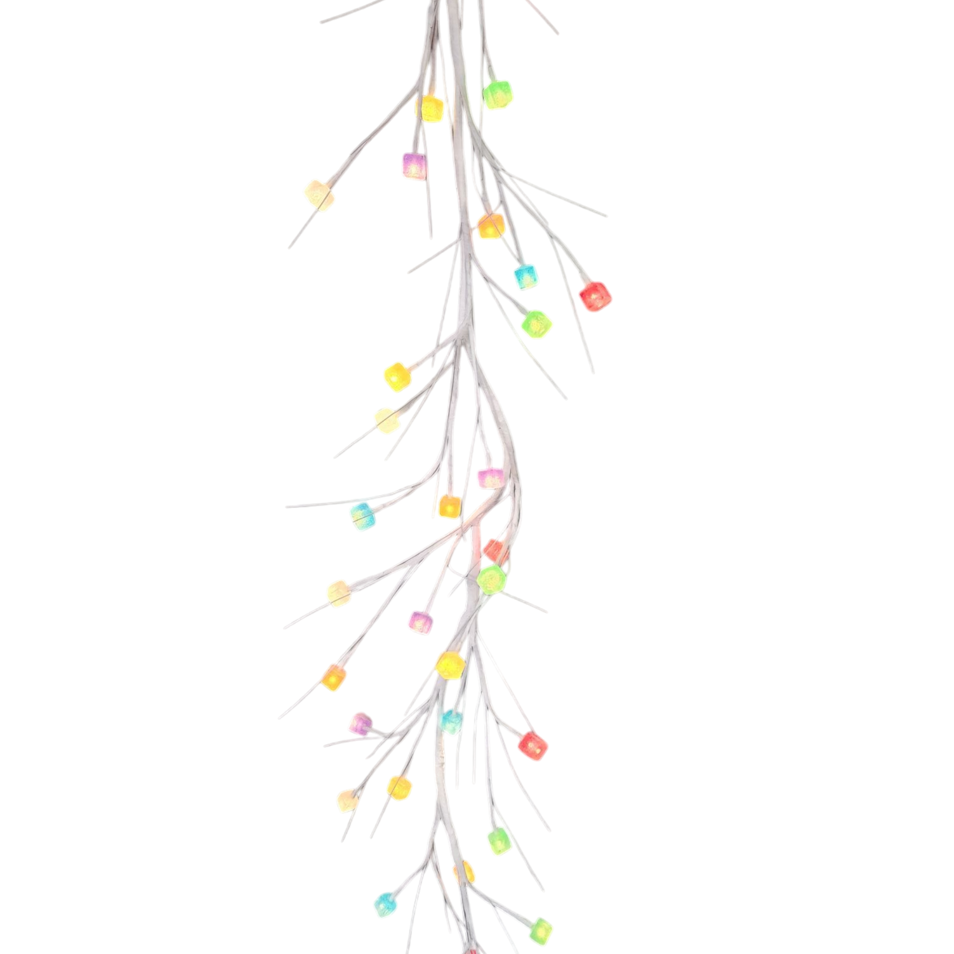 Lighted Holiday Candy Garland pastel cube bulbs on silver cords The Country Christmas Loft on Tampa Home & Garden Store