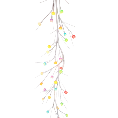 Lighted Holiday Candy Garland pastel cube bulbs on silver cords The Country Christmas Loft on Tampa Home & Garden Store