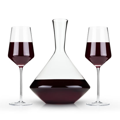 Raye Angled Crystal Wine Glass and Decanter Set