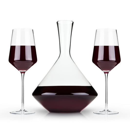 Raye Angled Crystal Wine Glass and Decanter Set