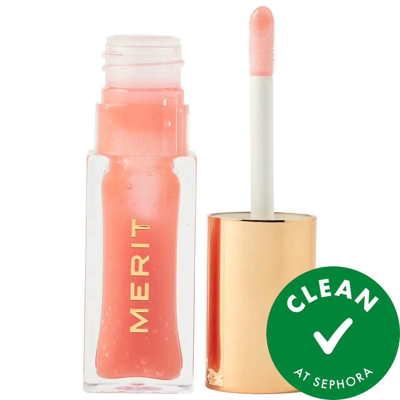 Shade Slick lip gloss by Beauty Care Bag in sheer pink peach, glass bottle with rose-gold cap on Tampa Home & Garden Store