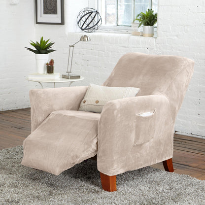 Velvet Stretch Slipcover Gale Collection beige by Great Bay Home on Tampa Home & Garden Store