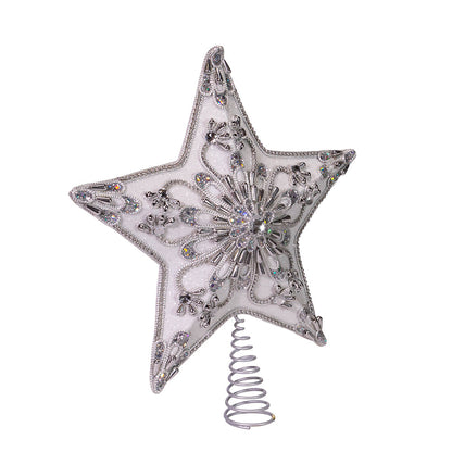 Copa de árbol con estrella blanca y plateada de 13 pulgadas